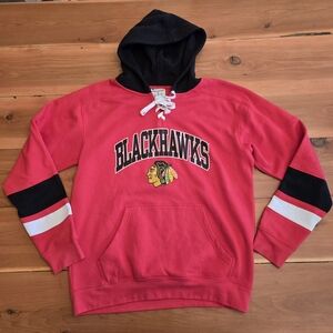 Champion Red and Black Blackhawks Hoodie